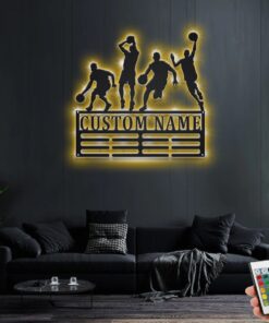 Custom Basketball Medal Holder LED Light, Personalized Basketball Player Name Medal Hanger, Basketball Medal Display Awards Sign, Basketball