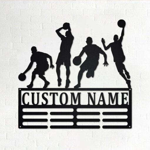 Custom Basketball Medal Holder LED Light, Personalized Basketball Player Name Medal Hanger, Basketball Medal Display Awards Sign, Basketball