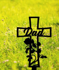 Metal Memorial Cross Stake Personalized, Grave Marker, Memorial Stake for Ourdoor, Memorial Cross Stake, Custom Cemetery Stake