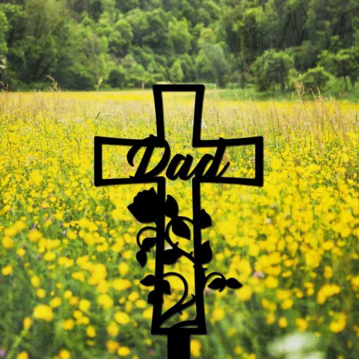 Metal Memorial Cross Stake Personalized, Grave Marker, Memorial Stake for Ourdoor, Memorial Cross Stake, Custom Cemetery Stake