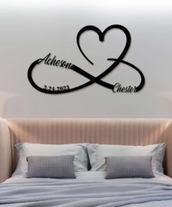 Custom A pair Names Infinity Symbol Metal Sign with Heart, Personalized Date Metal Wedding Decor, Metal Memorial Sign Couple Love gift