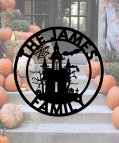 Personalized Halloween Family Sign Custom Asylum Sign Haunted House Wall Art Halloween Door Hanger,Halloween Decoration
