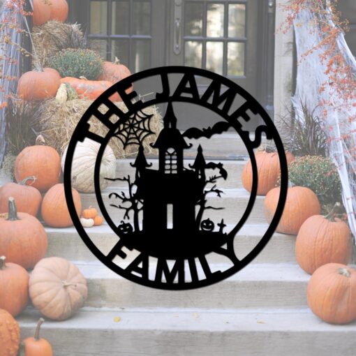 Personalized Halloween Family Sign Custom Asylum Sign Haunted House Wall Art Halloween Door Hanger,Halloween Decoration