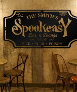 Personalized Spookeasy Sign, Halloween Sign, Bar and Lounge Decor, Home Wall Decor Creepy Rustic Fall Spooky Vintage, Outdoor Metal Signs