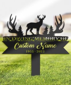 Personalized Deer hunting Memorial Stake, Metal Stake, Sympathy Sign, Grave Marker, Remembrance Stake