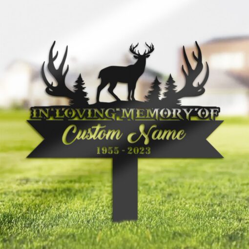 Personalized Deer hunting Memorial Stake, Metal Stake, Sympathy Sign, Grave Marker, Remembrance Stake