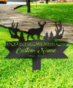 Personalized Deer hunting Memorial Stake, Metal Stake, Sympathy Sign, Grave Marker, Remembrance Stake