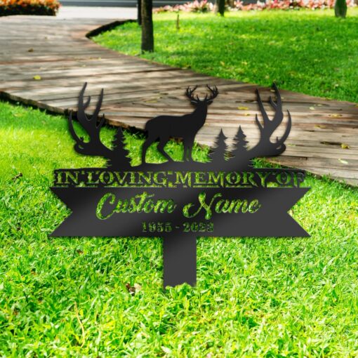 Personalized Deer hunting Memorial Stake, Metal Stake, Sympathy Sign, Grave Marker, Remembrance Stake