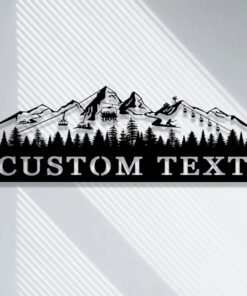 Custom Skiing Metal Sign,Ski Mountain Scene Metal Wall Art,Ski Home Decor,Personalized Skier Name Sign,Ski Lift Chair Sign,Snow Skiing Sign