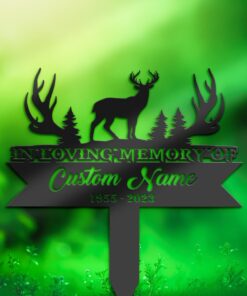 Personalized Deer hunting Memorial Stake, Metal Stake, Sympathy Sign, Grave Marker, Remembrance Stake