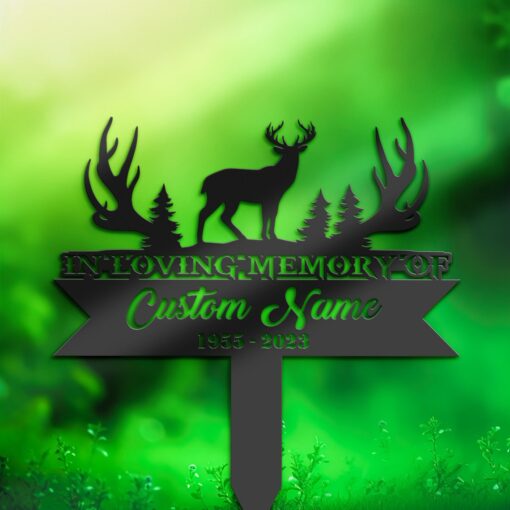 Personalized Deer hunting Memorial Stake, Metal Stake, Sympathy Sign, Grave Marker, Remembrance Stake