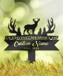 Personalized Deer hunting Memorial Stake, Metal Stake, Sympathy Sign, Grave Marker, Remembrance Stake