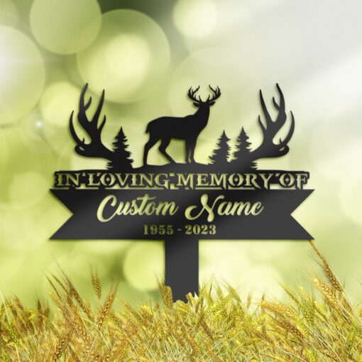 Personalized Deer hunting Memorial Stake, Metal Stake, Sympathy Sign, Grave Marker, Remembrance Stake