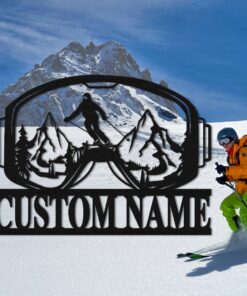 Skiing Metal Sign Personalized,Custom Metal Skiing Decor,Skiing Monogram Sign,Snow Skiing Sign,Skier Gift,Ski Home Decor,ski resort decor