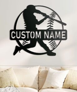 Custom Baseball Sign, Baseball Player Gift, Baseball Metal Wall With LED Light, Gift For Kid, Custom Kid Name, Game Room Decor, Wall Hanger