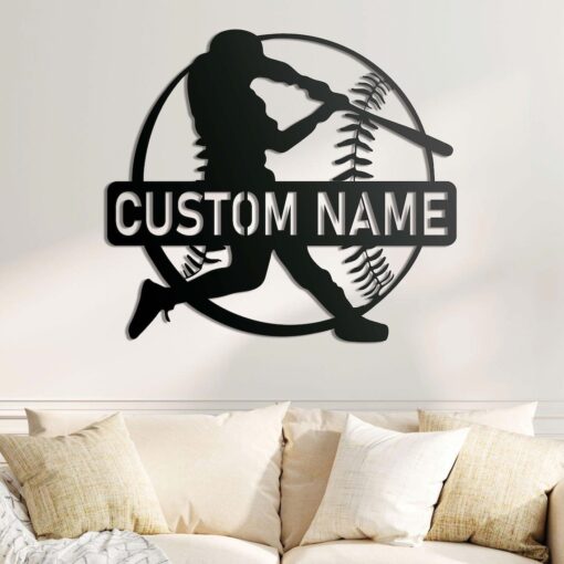 Custom Baseball Sign, Baseball Player Gift, Baseball Metal Wall With LED Light, Gift For Kid, Custom Kid Name, Game Room Decor, Wall Hanger