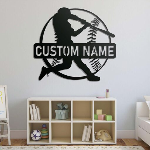 Custom Baseball Sign, Baseball Player Gift, Baseball Metal Wall With LED Light, Gift For Kid, Custom Kid Name, Game Room Decor, Wall Hanger