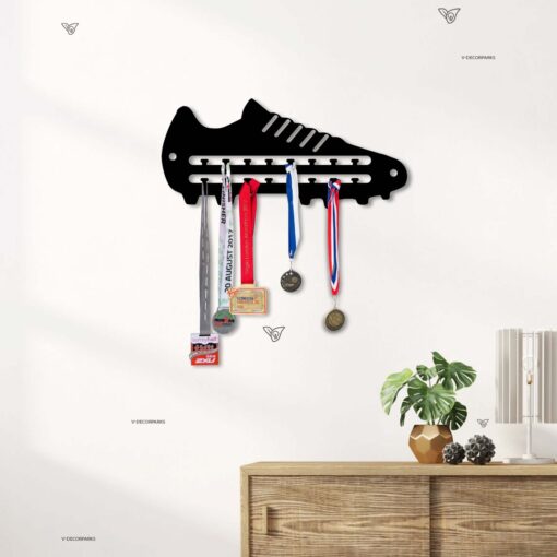 Soccer Medal Hanger Soccer Lover Gift, Soccer Team Gift Decor, Medal Holder Display Rack for Awards and Ribbons, Tiered Award Rack Dad Gifts