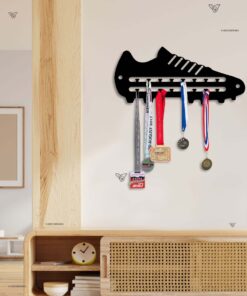 Soccer Medal Hanger Soccer Lover Gift, Soccer Team Gift Decor, Medal Holder Display Rack for Awards and Ribbons, Tiered Award Rack Dad Gifts