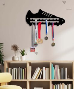 Soccer Medal Hanger Soccer Lover Gift, Soccer Team Gift Decor, Medal Holder Display Rack for Awards and Ribbons, Tiered Award Rack Dad Gifts