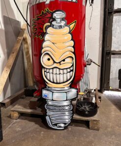 HUGE Aluminum Pissed Off SparkPlug metal sign art, tin signs, garage art, hot rod art, car art, racing, speed,gas and oil