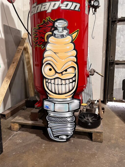 HUGE Aluminum Pissed Off SparkPlug metal sign art, tin signs, garage art, hot rod art, car art, racing, speed,gas and oil