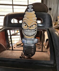 HUGE Aluminum Pissed Off SparkPlug metal sign art, tin signs, garage art, hot rod art, car art, racing, speed,gas and oil