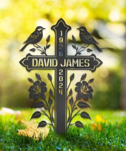 Custom Memorial Metal Cross Stake, Grave Marker, Sympathy Gifts, Remembrance Gift, Lawn Metal Cross, Garden Stake, Memorial Gift