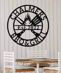 Personalized Metal BBQ Sign,Custom Grilling Sign,Metal BBQ Smoker and Grill Sign,Barbecue Outdoor Decor,Grilling Gifts for Dad Grandpa