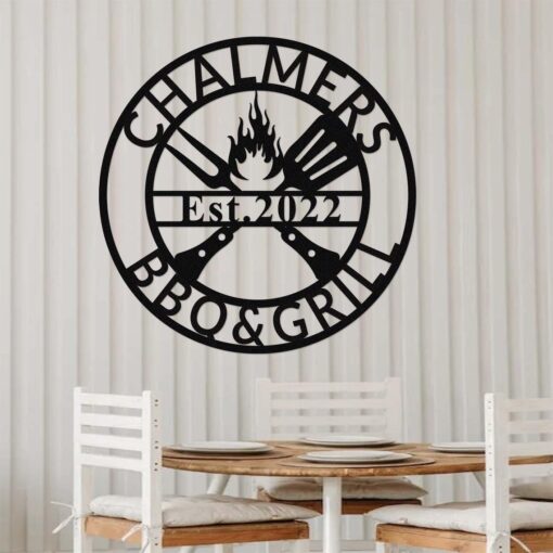 Personalized Metal BBQ Sign,Custom Grilling Sign,Metal BBQ Smoker and Grill Sign,Barbecue Outdoor Decor,Grilling Gifts for Dad Grandpa