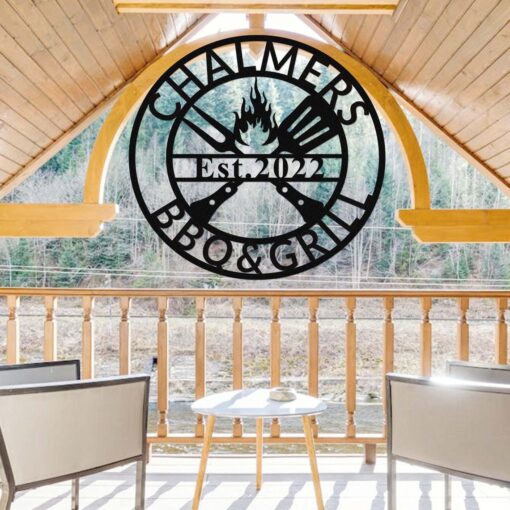Personalized Metal BBQ Sign,Custom Grilling Sign,Metal BBQ Smoker and Grill Sign,Barbecue Outdoor Decor,Grilling Gifts for Dad Grandpa