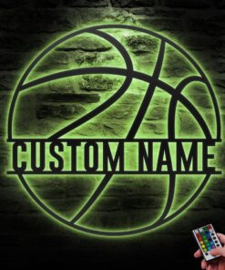 Custom Basketball Metal Wall Art LED Light Personalized Player Name Sign Home Decor Kid Boy Girl Nursery Decoration Birthday Christmas Gift