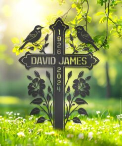 Custom Memorial Metal Cross Stake, Grave Marker, Sympathy Gifts, Remembrance Gift, Lawn Metal Cross, Garden Stake, Memorial Gift