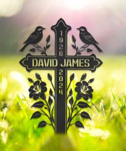 Custom Memorial Metal Cross Stake, Grave Marker, Sympathy Gifts, Remembrance Gift, Lawn Metal Cross, Garden Stake, Memorial Gift