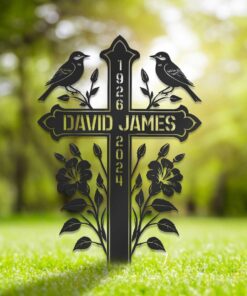 Custom Memorial Metal Cross Stake, Grave Marker, Sympathy Gifts, Remembrance Gift, Lawn Metal Cross, Garden Stake, Memorial Gift