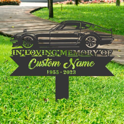 Personalized Racing car Memorial Stake, Metal Stake, Sympathy Sign, Grave Marker, Remembrance Stake