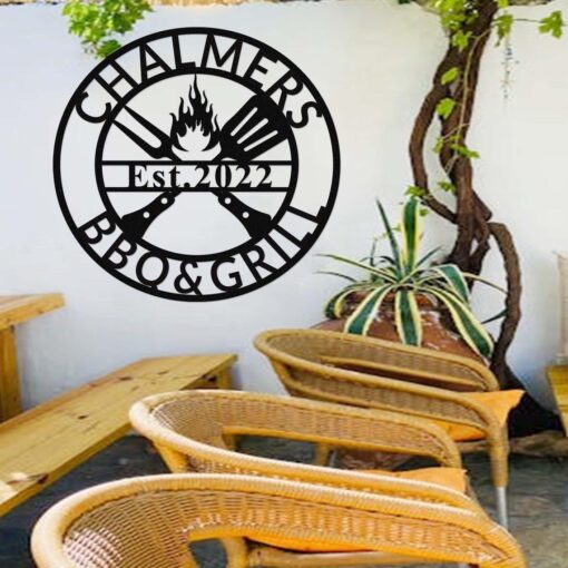 Personalized Metal BBQ Sign,Custom Grilling Sign,Metal BBQ Smoker and Grill Sign,Barbecue Outdoor Decor,Grilling Gifts for Dad Grandpa