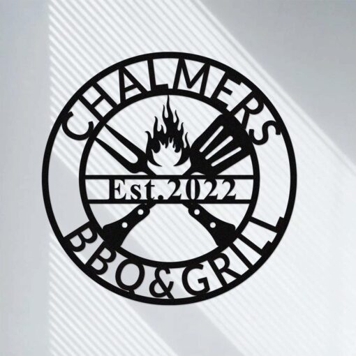 Personalized Metal BBQ Sign,Custom Grilling Sign,Metal BBQ Smoker and Grill Sign,Barbecue Outdoor Decor,Grilling Gifts for Dad Grandpa