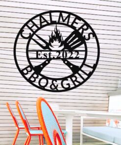 Personalized Metal BBQ Sign,Custom Grilling Sign,Metal BBQ Smoker and Grill Sign,Barbecue Outdoor Decor,Grilling Gifts for Dad Grandpa