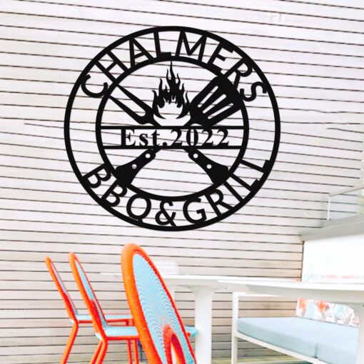 Personalized Metal BBQ Sign,Custom Grilling Sign,Metal BBQ Smoker and Grill Sign,Barbecue Outdoor Decor,Grilling Gifts for Dad Grandpa