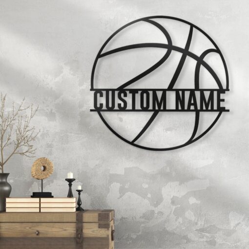 Custom Basketball Metal Wall Art LED Light Personalized Player Name Sign Home Decor Kid Boy Girl Nursery Decoration Birthday Christmas Gift