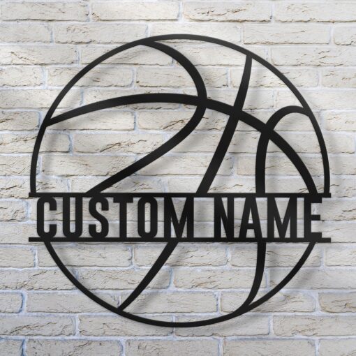 Custom Basketball Metal Wall Art LED Light Personalized Player Name Sign Home Decor Kid Boy Girl Nursery Decoration Birthday Christmas Gift