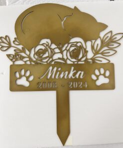 Personalized Cat Metal Sign With Stake,Cat Memorial Stake,Custom Cat Name Stake,Pet Grave Markers Sign,Cat Loss Gift,Flower Cat Garden Decor