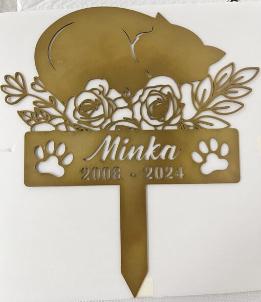 Personalized Cat Metal Sign With Stake,Cat Memorial Stake,Custom Cat Name Stake,Pet Grave Markers Sign,Cat Loss Gift,Flower Cat Garden Decor
