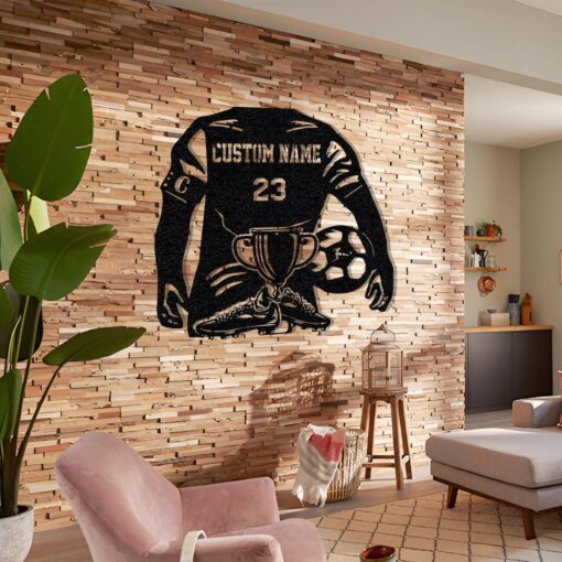 Personalized Soccer Jersey Metal Sign Wall Art Birthday Gift For Soccer Loving Son Gift Soccer Name Sign Football Players Sports Sign Gift