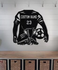 Personalized Soccer Jersey Metal Sign Wall Art Birthday Gift For Soccer Loving Son Gift Soccer Name Sign Football Players Sports Sign Gift