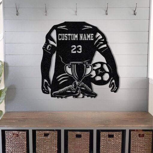 Personalized Soccer Jersey Metal Sign Wall Art Birthday Gift For Soccer Loving Son Gift Soccer Name Sign Football Players Sports Sign Gift