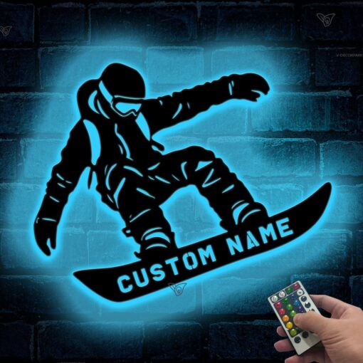 Snowboarder LED metal wall decor, snowboarder gift, boarder christmas gift, boarder with led backliht, winter sport accessory, mancave decor