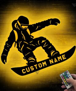Snowboarder LED metal wall decor, snowboarder gift, boarder christmas gift, boarder with led backliht, winter sport accessory, mancave decor