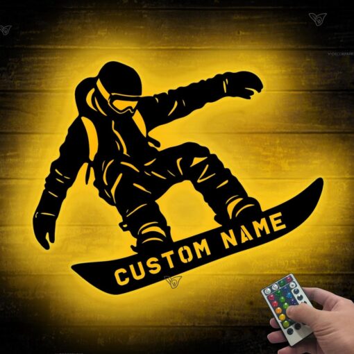 Snowboarder LED metal wall decor, snowboarder gift, boarder christmas gift, boarder with led backliht, winter sport accessory, mancave decor